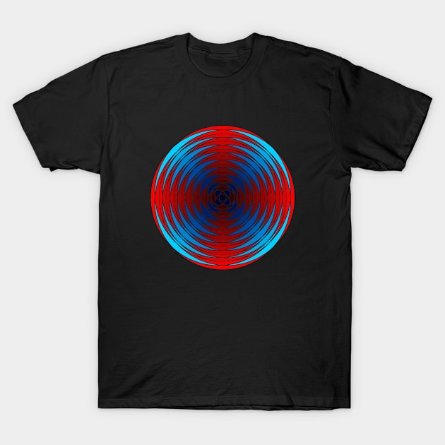 Fuzzy Circular Logic Red 1 T-Shirt by The Knotty Works